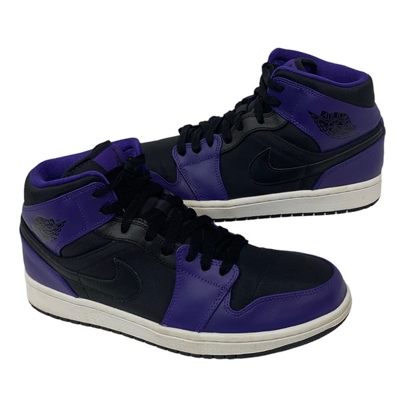 Nike Air Jordan 1 Retro Mid Black Dark Concord 554724-019 Hi-Top Shoes Size 9 - Picture 2 of 12